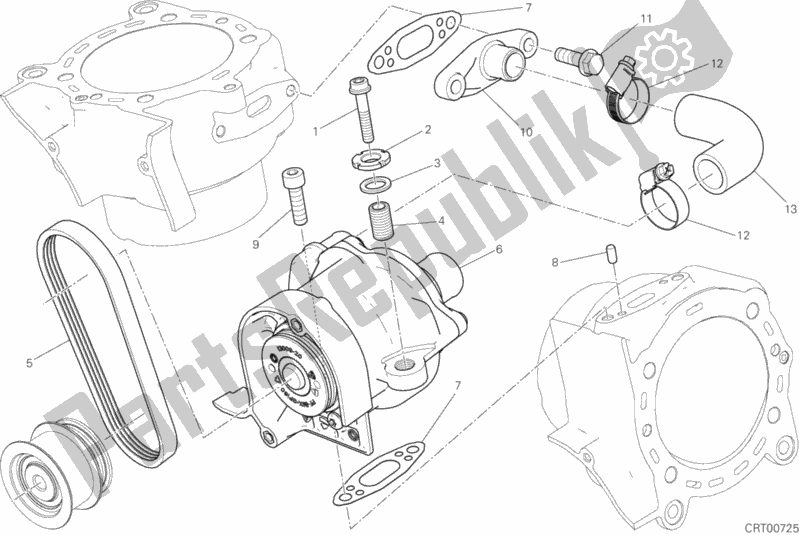 All parts for the Pompa Acqua of the Ducati Diavel Xdiavel USA 1260 2016